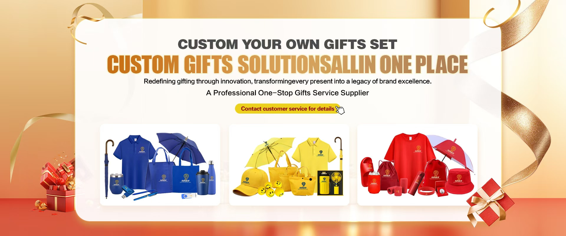 Custom gifts solutions all in one place promotional banner